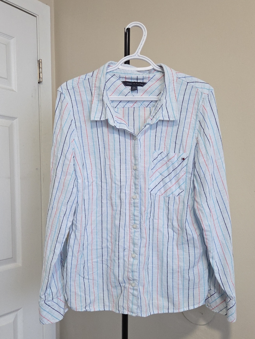 Tommy Hilfiger Light Blue Striped Button-Down Shirt